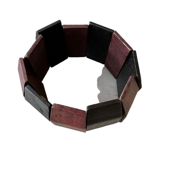 Vintage wooden stretch bracelet - Picture 2 of 3